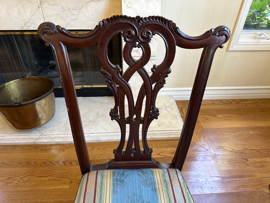 Stunning Formal Walnut Dining Table With 5 Leaves Marked H. P. Co With Six Dining Chairs (2 Are Armchairs) 53W X 94L (With All 5 Leaves) Each Leaf Is 8'W [Photo 9]