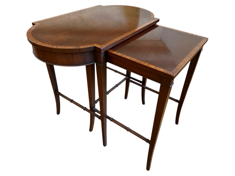 Pair Of Vintage Wooden Nesting Tables 26W X 15D X 22H [Photo 1]