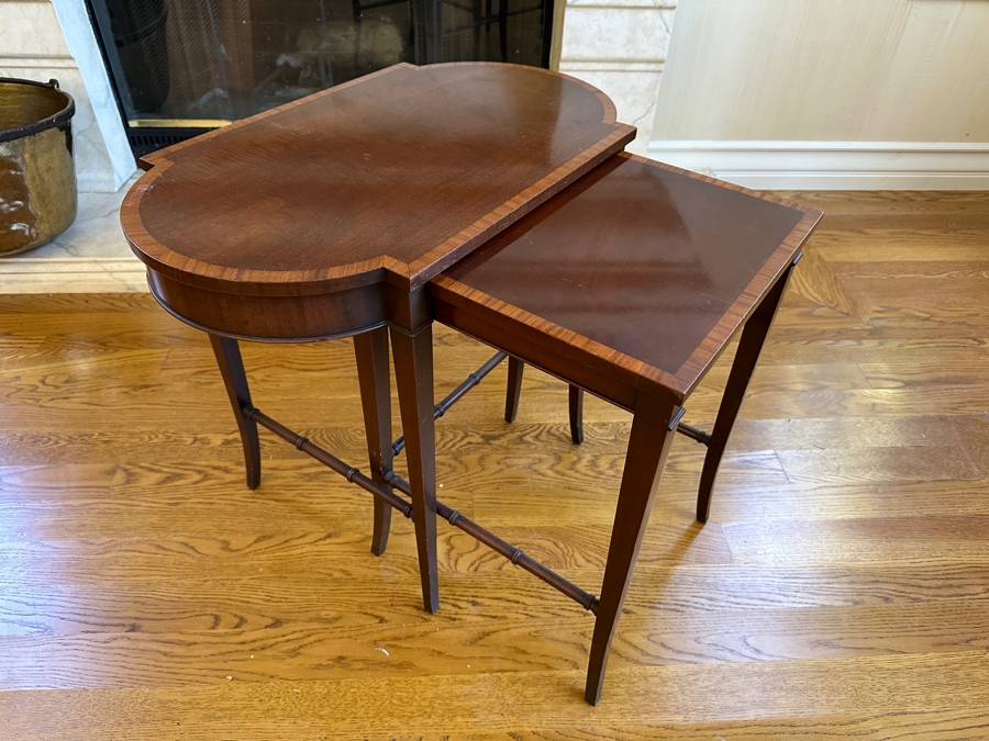 Pair Of Vintage Wooden Nesting Tables 26W X 15D X 22H [Photo 3]