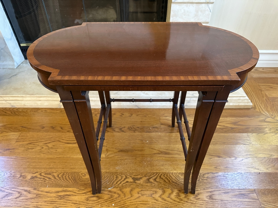Pair Of Vintage Wooden Nesting Tables 26W X 15D X 22H [Photo 7]