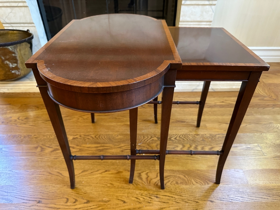 Pair Of Vintage Wooden Nesting Tables 26W X 15D X 22H [Photo 4]