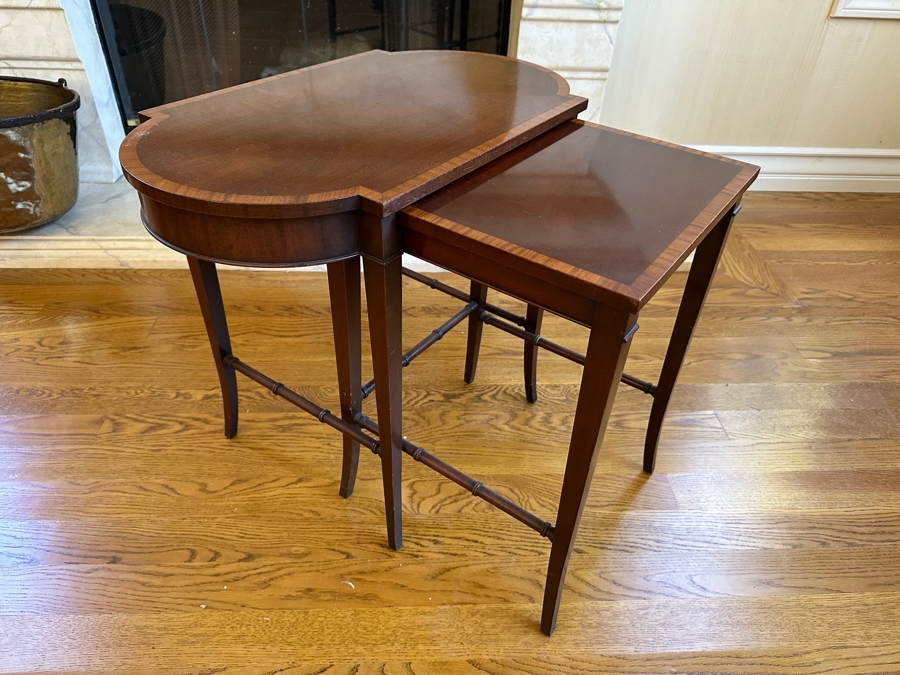 Pair Of Vintage Wooden Nesting Tables 26W X 15D X 22H [Photo 2]