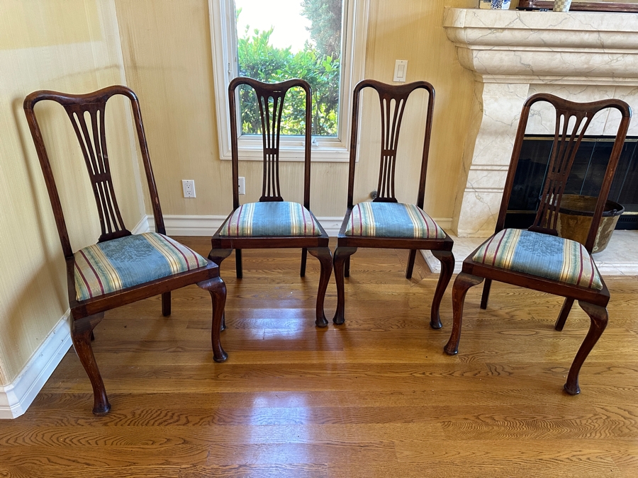 Set Of Four Formal Wooden Dining Chairs [Photo 1]