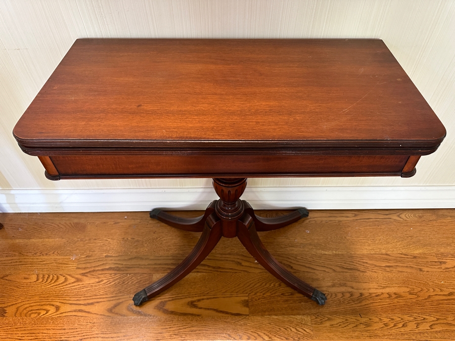 Vintage Mahogany Gaming Table Made By Imperial In Grand Rapids, MI 32W X 32D (Extended) X 29H [Photo 5]