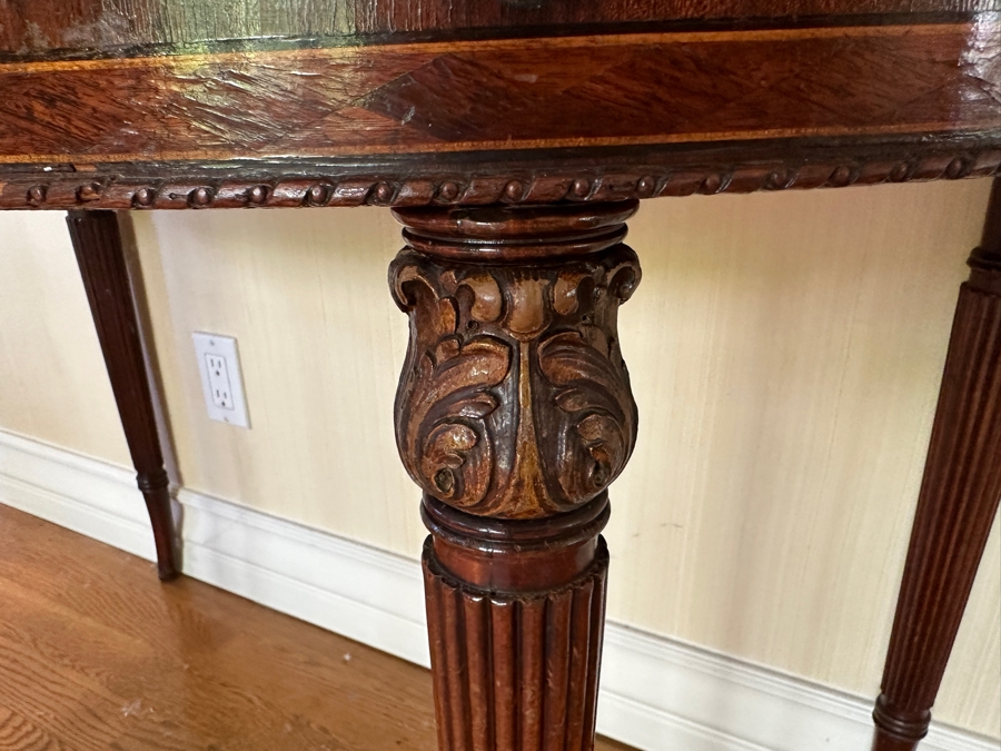 Stunning Antique Bowfront Flip Top Gaming Card Table 38W X 21D / 41D Extended X 29H [Photo 6]