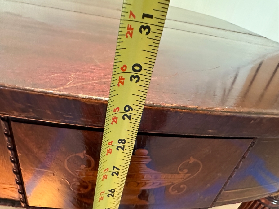 Stunning Antique Bowfront Flip Top Gaming Card Table 38W X 21D / 41D Extended X 29H [Photo 14]