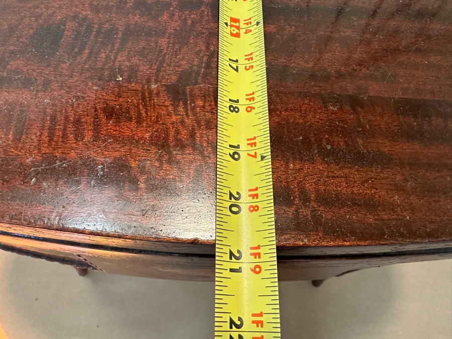 Stunning Antique Bowfront Flip Top Gaming Card Table 38W X 21D / 41D Extended X 29H [Photo 15]