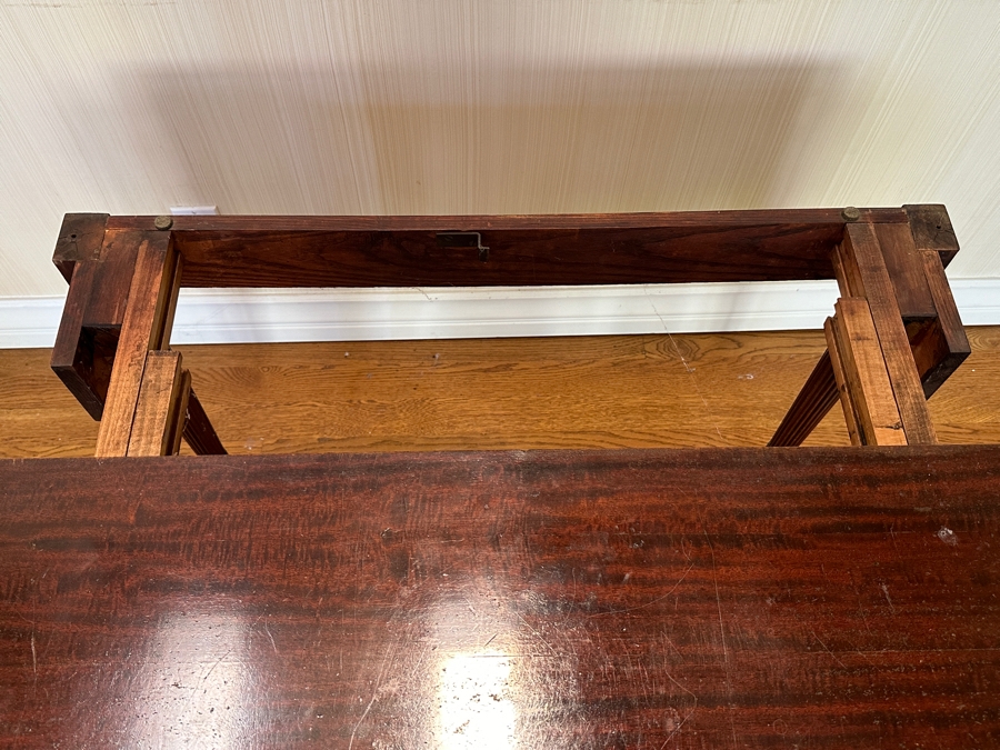 Stunning Antique Bowfront Flip Top Gaming Card Table 38W X 21D / 41D Extended X 29H [Photo 9]