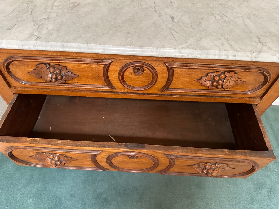 Antique Victorian Marble Top Chest Of Drawers Dresser 40W X 19D X 32.5H [Photo 10]