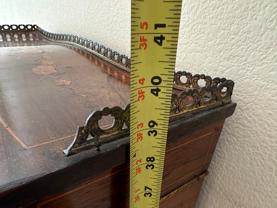 Stunning 19th Century French 1880-1890 Floral Marquetry Tulipwood Inlaid Into A Rosewood Base Secretary Desk 27W X 19D X 39.5H Estimate $1,200 [Photo 16]