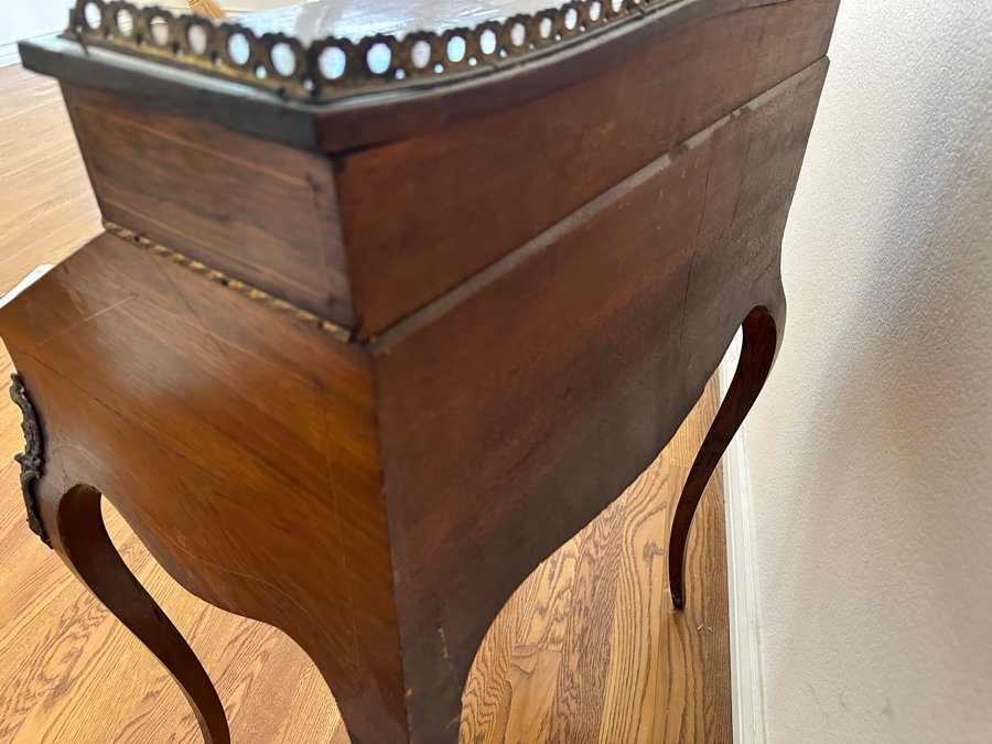 Stunning 19th Century French 1880-1890 Floral Marquetry Tulipwood Inlaid Into A Rosewood Base Secretary Desk 27W X 19D X 39.5H Estimate $1,200 [Photo 17]
