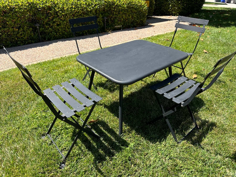 French Outdoor Metal Kid's Rectangular Bistro Garden Table 30W X 22D X 18H With Four Chairs By Fermob [Photo 2]