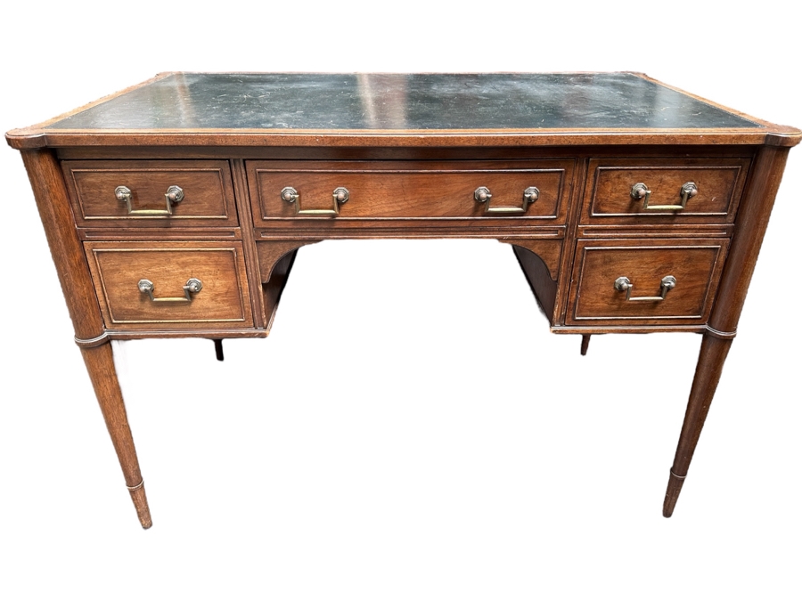 Vintage Mid-Century Leather Top Writing Desk 42W X 24D X 29.5H [Photo 1]