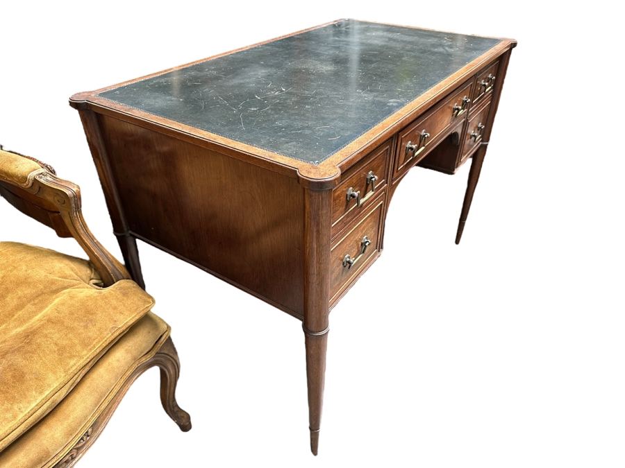 Vintage Mid-Century Leather Top Writing Desk 42W X 24D X 29.5H [Photo 3]