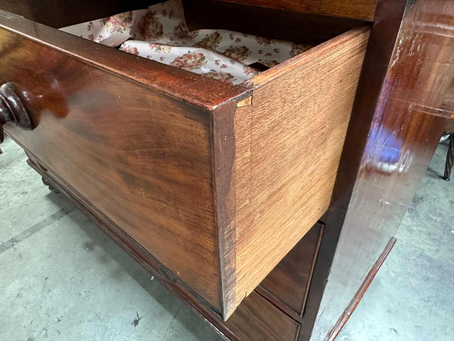 Antique Mahogany English Linen Press Cabinet Gentlemen's Dresser 55W X 21D X 81.5H [Photo 9]