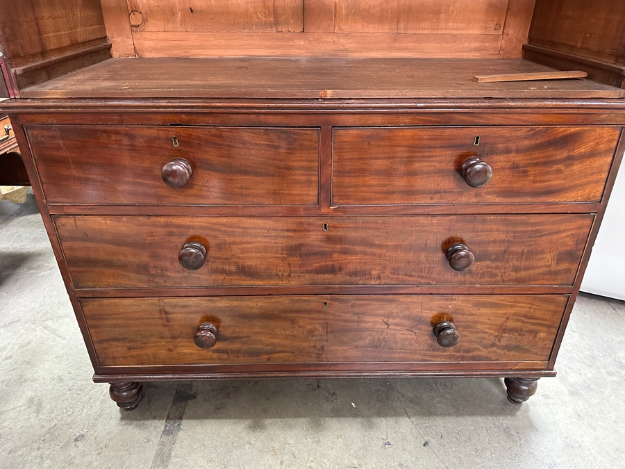 Antique Mahogany English Linen Press Cabinet Gentlemen's Dresser 55W X 21D X 81.5H [Photo 7]