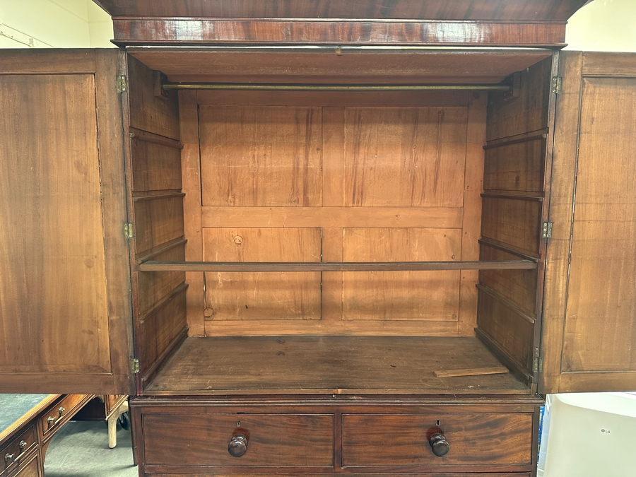 Antique Mahogany English Linen Press Cabinet Gentlemen's Dresser 55W X 21D X 81.5H [Photo 6]
