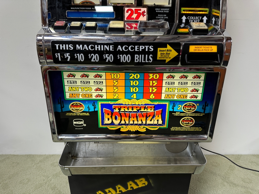 IGT Triple Bonanza Casino Slot Machine Model No 96435000 Manufactured 2/2000 With Stand On Casters 26W X 20D X 75H [Photo 6]