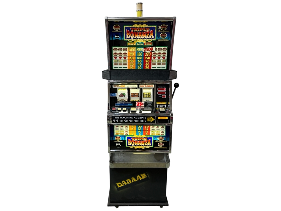 IGT Triple Bonanza Casino Slot Machine Model No 96435000 Manufactured 2/2000 With Stand On Casters 26W X 20D X 75H [Photo 2]