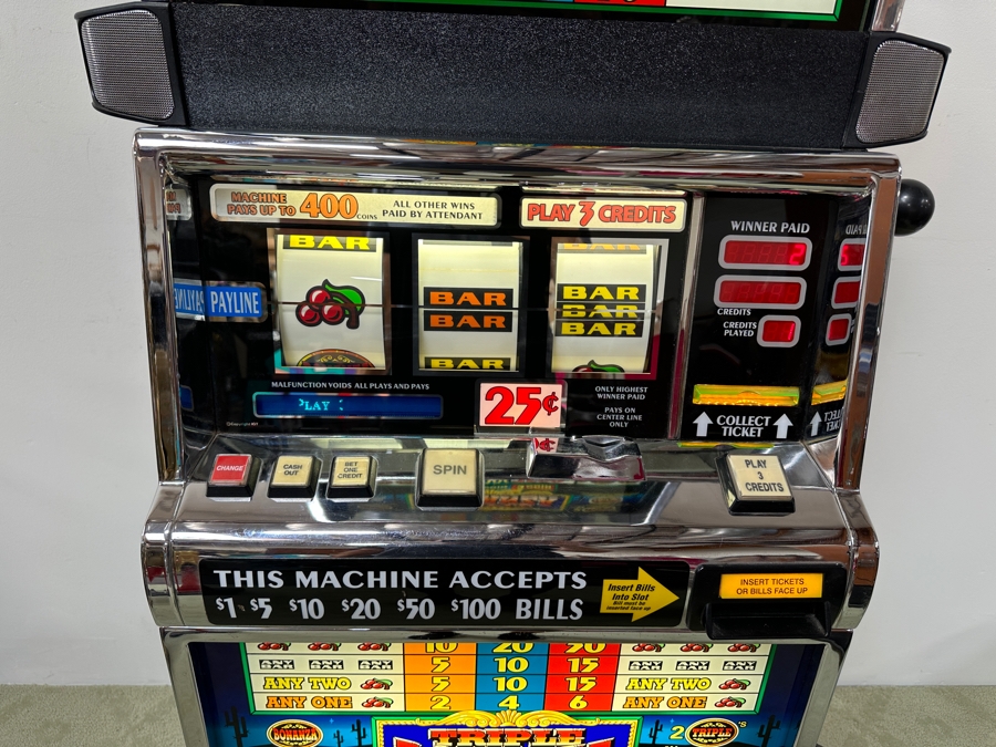 IGT Triple Bonanza Casino Slot Machine Model No 96435000 Manufactured 2/2000 With Stand On Casters 26W X 20D X 75H [Photo 5]