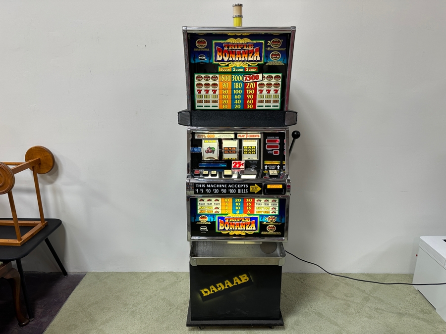 IGT Triple Bonanza Casino Slot Machine Model No 96435000 Manufactured 2/2000 With Stand On Casters 26W X 20D X 75H [Photo 3]