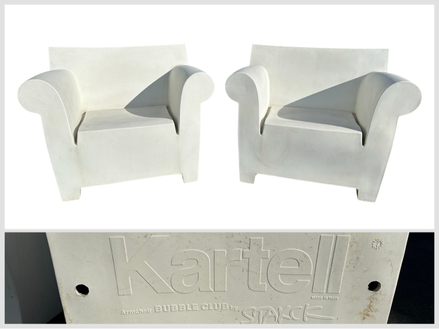 Pair Of Kartell Armchair Bubble Chairs By Philippe Starck Made In Italy Made Of Polyethylene Industrial Lounge Chair 40W X 29D X 31H Retails $2,250 [Photo 1]