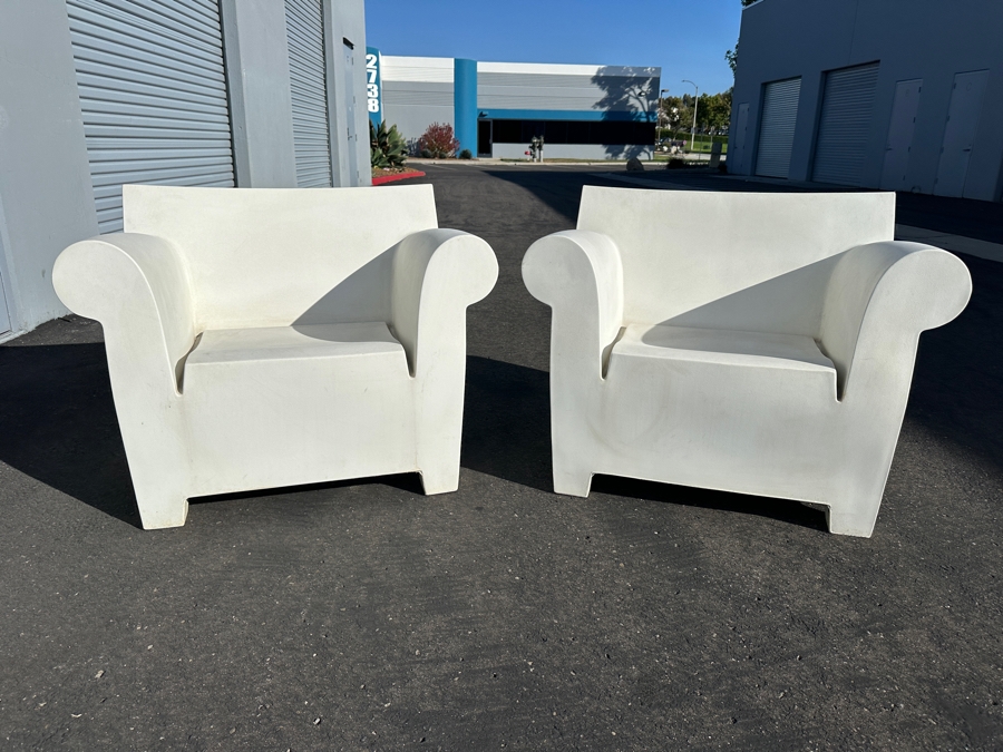 Pair Of Kartell Armchair Bubble Chairs By Philippe Starck Made In Italy Made Of Polyethylene Industrial Lounge Chair 40W X 29D X 31H Retails $2,250 [Photo 3]