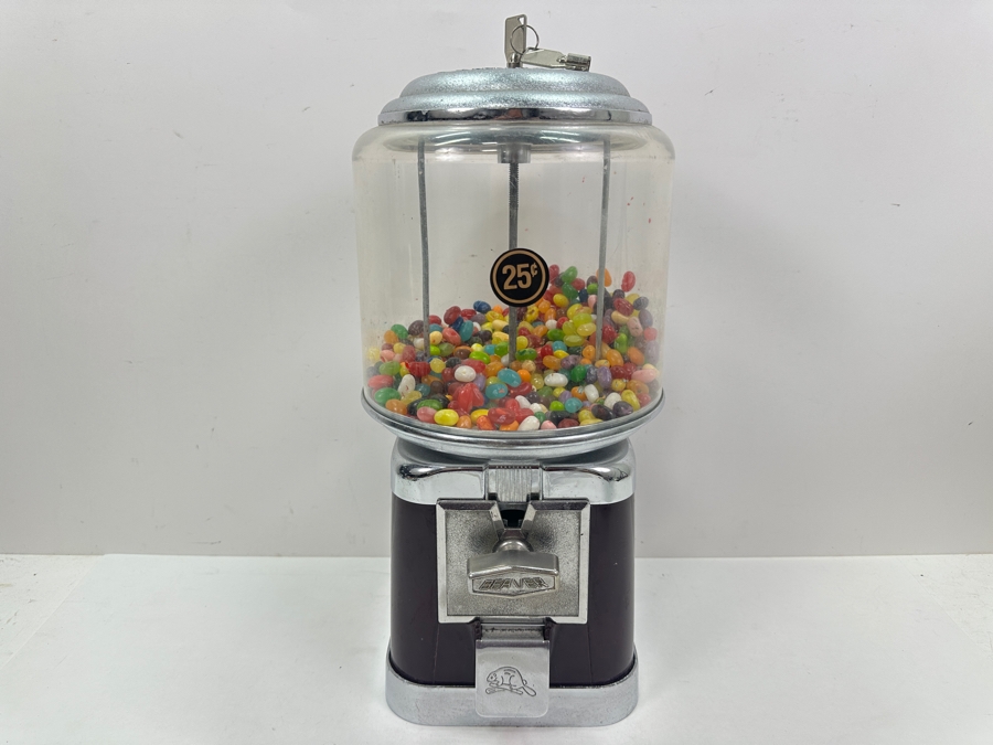 Vintage Beaver Candy Bubble Gum Machine Takes Quarters With Key 7W X 16H [Photo 2]