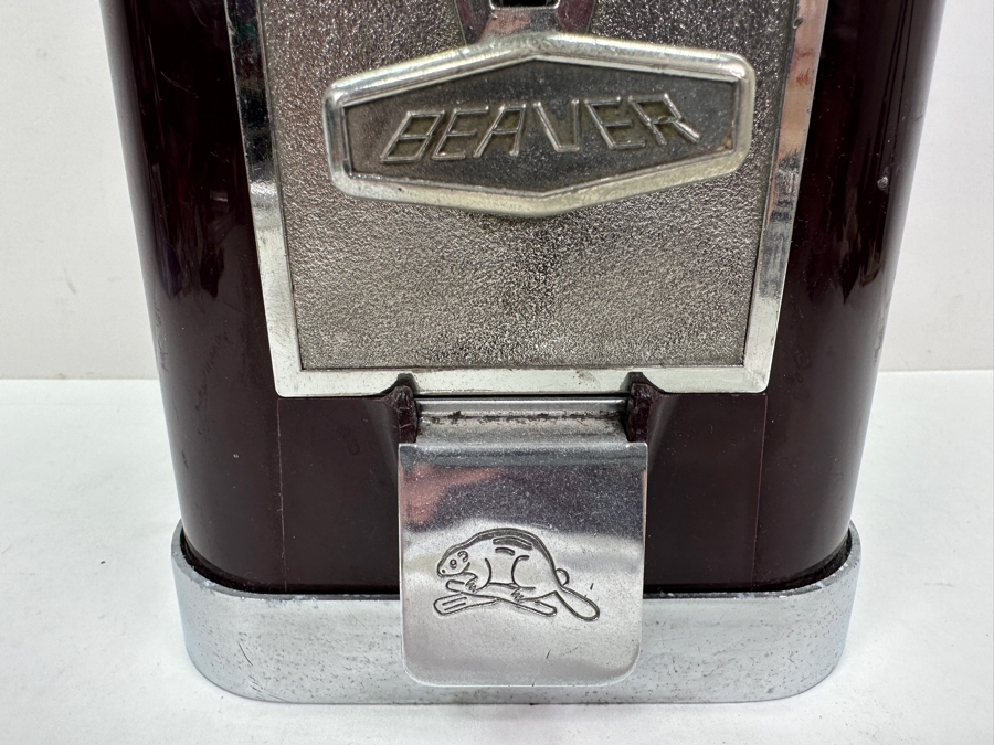 Vintage Beaver Candy Bubble Gum Machine Takes Quarters With Key 7W X 16H [Photo 6]