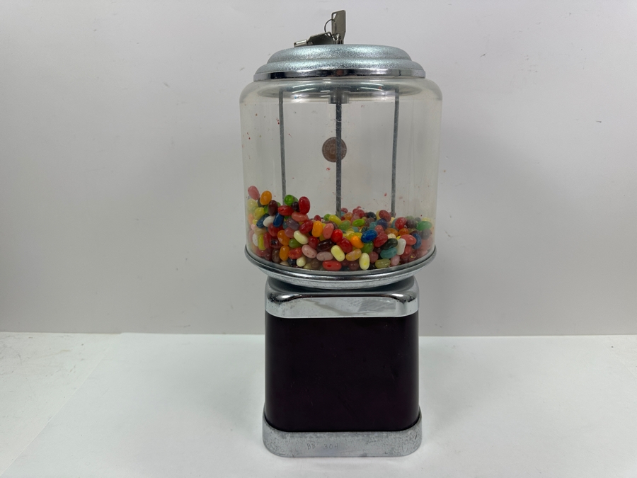 Vintage Beaver Candy Bubble Gum Machine Takes Quarters With Key 7W X 16H [Photo 10]