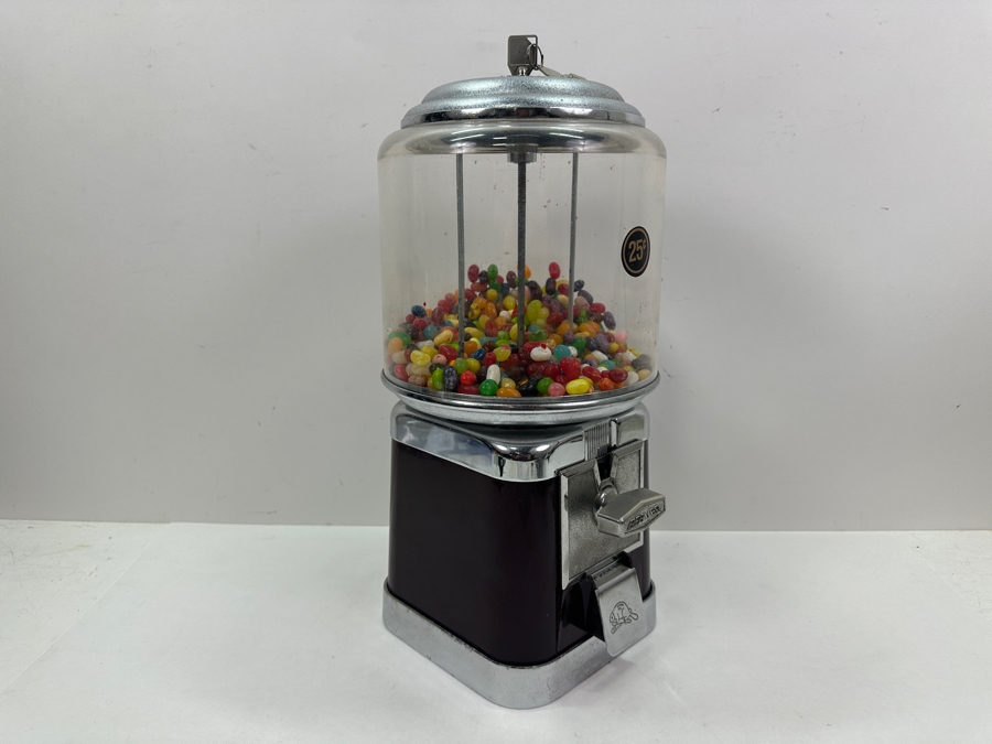 Vintage Beaver Candy Bubble Gum Machine Takes Quarters With Key 7W X 16H [Photo 7]