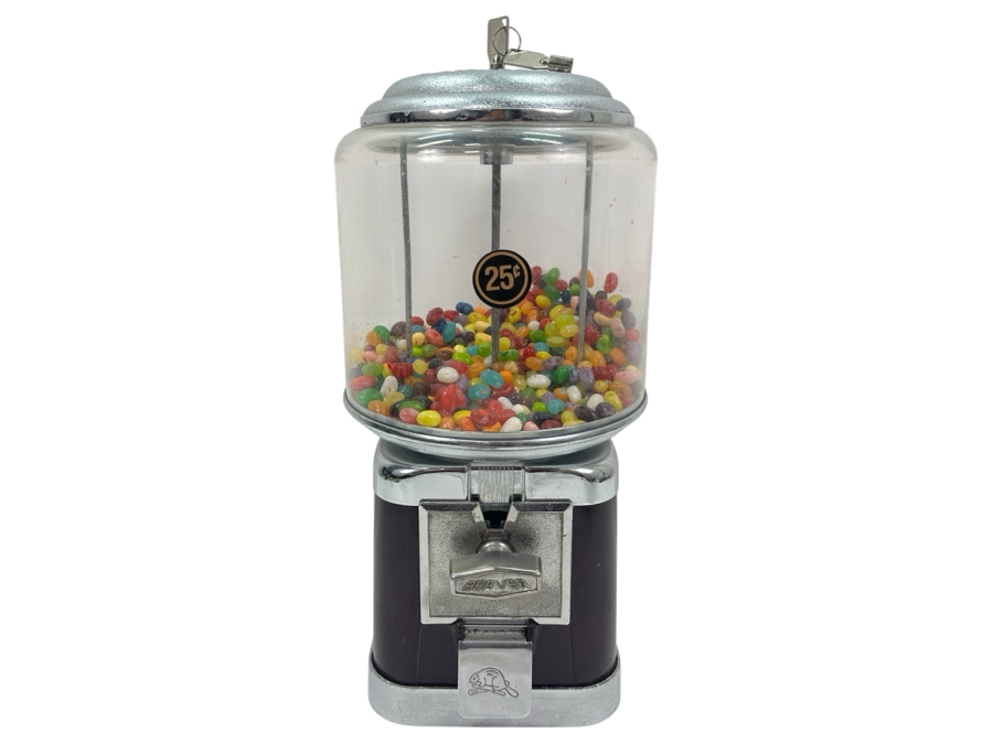 Vintage Beaver Candy Bubble Gum Machine Takes Quarters With Key 7W X 16H