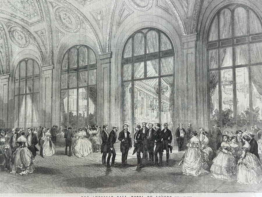 Antique 1856 Illustrated London News - News of The American Ball At The Hotel Du Louvre 12 X 17 [Photo 6]