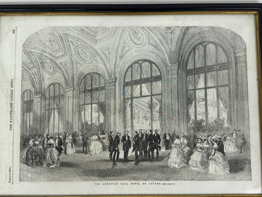 Antique 1856 Illustrated London News - News of The American Ball At The Hotel Du Louvre 12 X 17 [Photo 4]