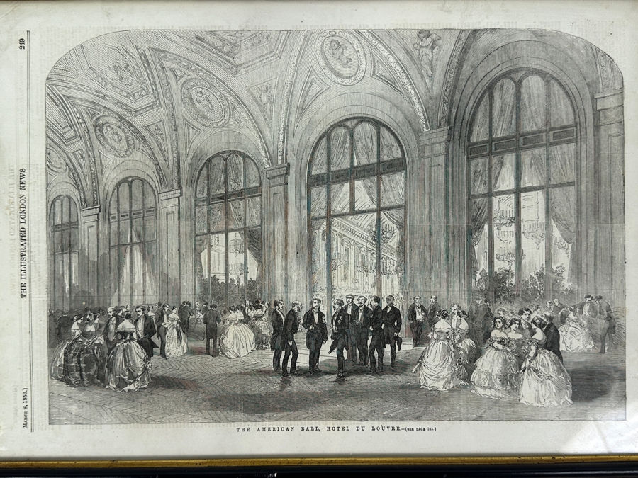 Antique 1856 Illustrated London News - News of The American Ball At The Hotel Du Louvre 12 X 17 [Photo 3]