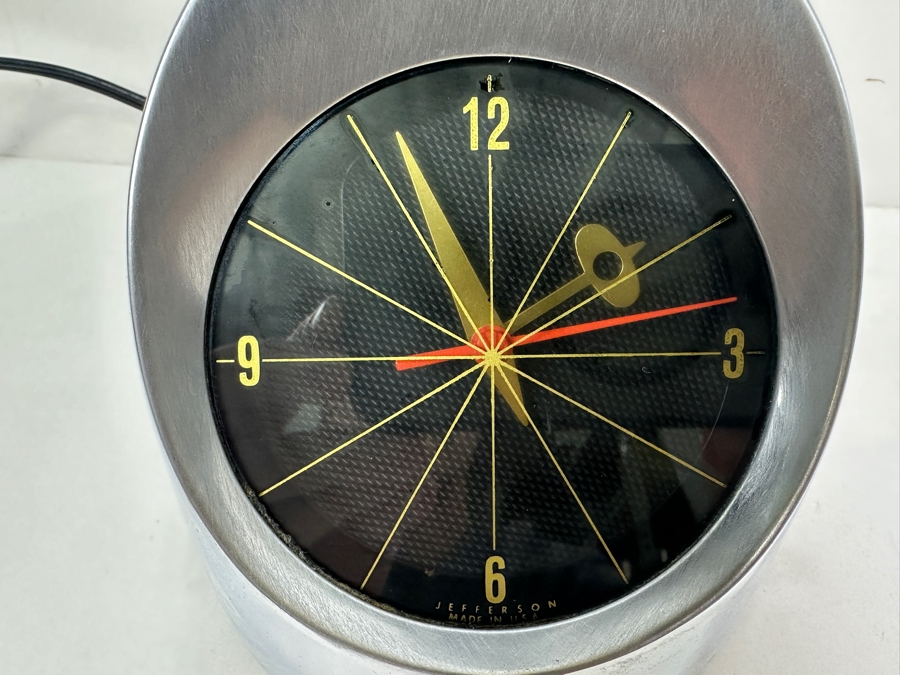 Vintage Mid-Century Modern Jefferson '500' Chrome Space Age Electronic Desk Clock Working 5.25'H [Photo 3]