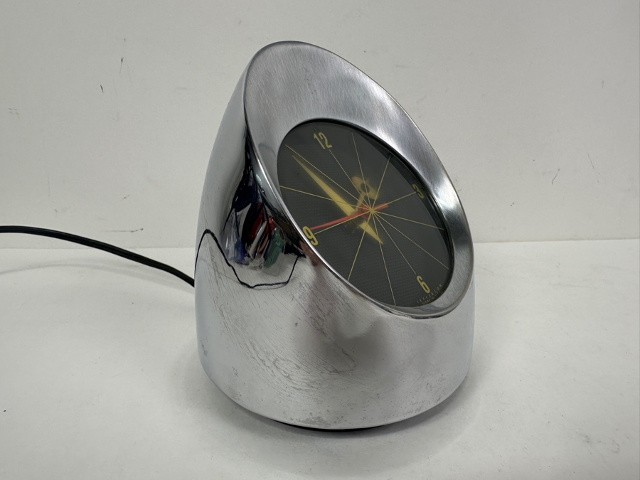 Vintage Mid-Century Modern Jefferson '500' Chrome Space Age Electronic Desk Clock Working 5.25'H [Photo 6]