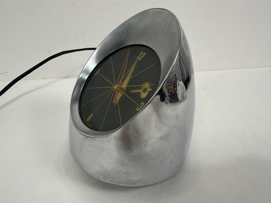 Vintage Mid-Century Modern Jefferson '500' Chrome Space Age Electronic Desk Clock Working 5.25'H [Photo 7]