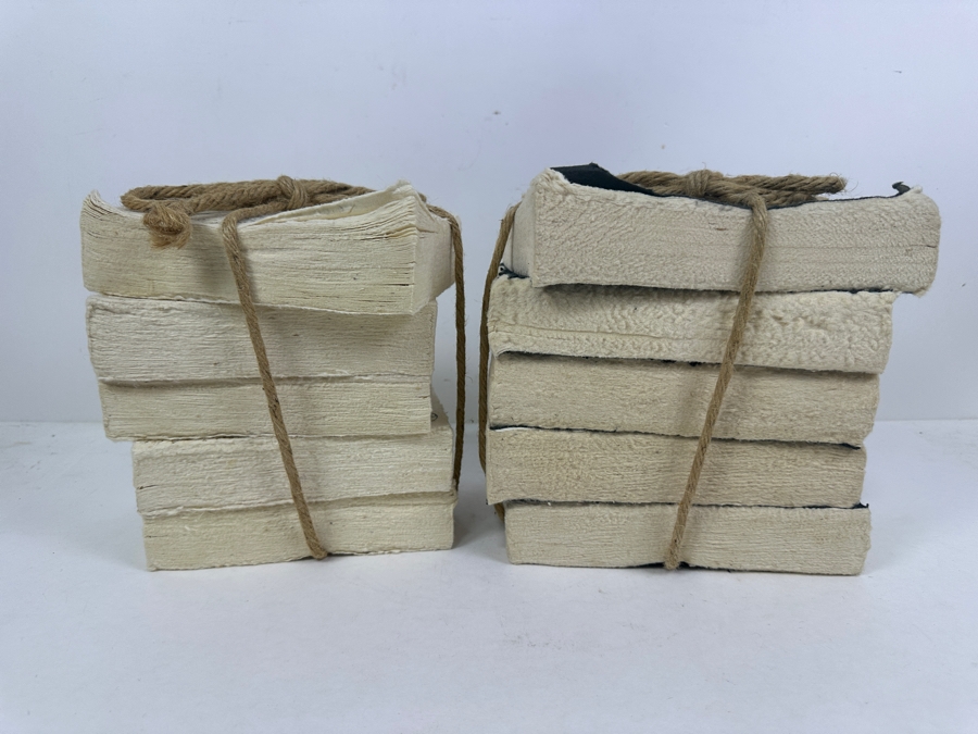 Pair Of Roped Faux Decorative Books Stacks 9H [Photo 3]