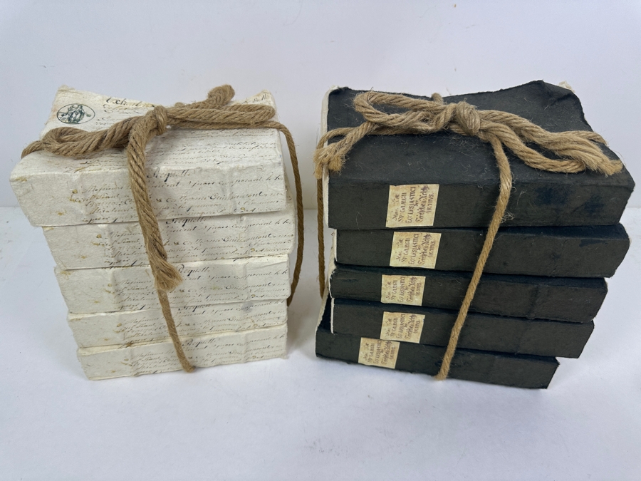 Pair Of Roped Faux Decorative Books Stacks 9H [Photo 2]