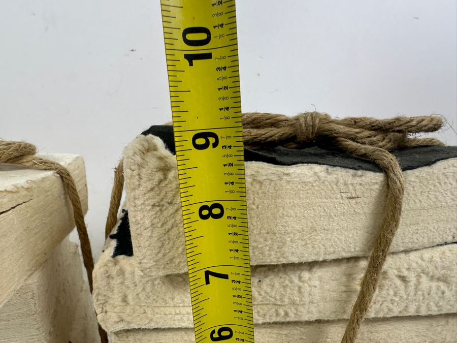 Pair Of Roped Faux Decorative Books Stacks 9H [Photo 4]