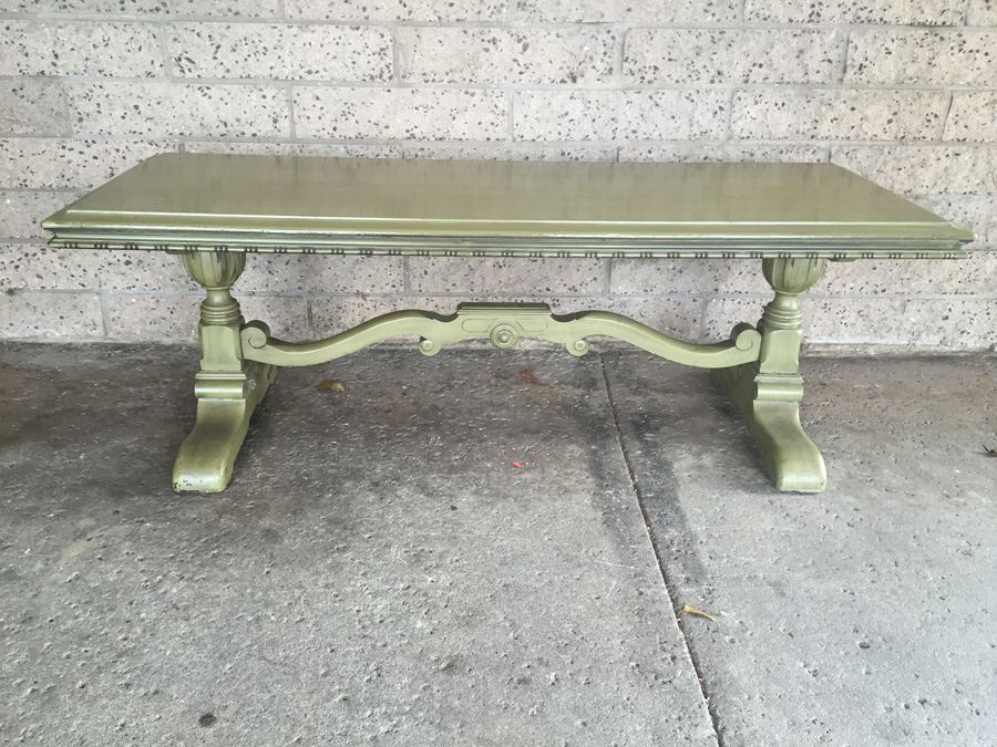 Vintage Green Wooden Bench [Photo 1]