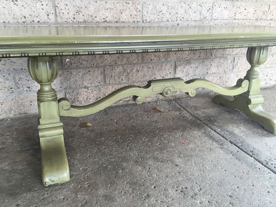 Vintage Green Wooden Bench [Photo 6]