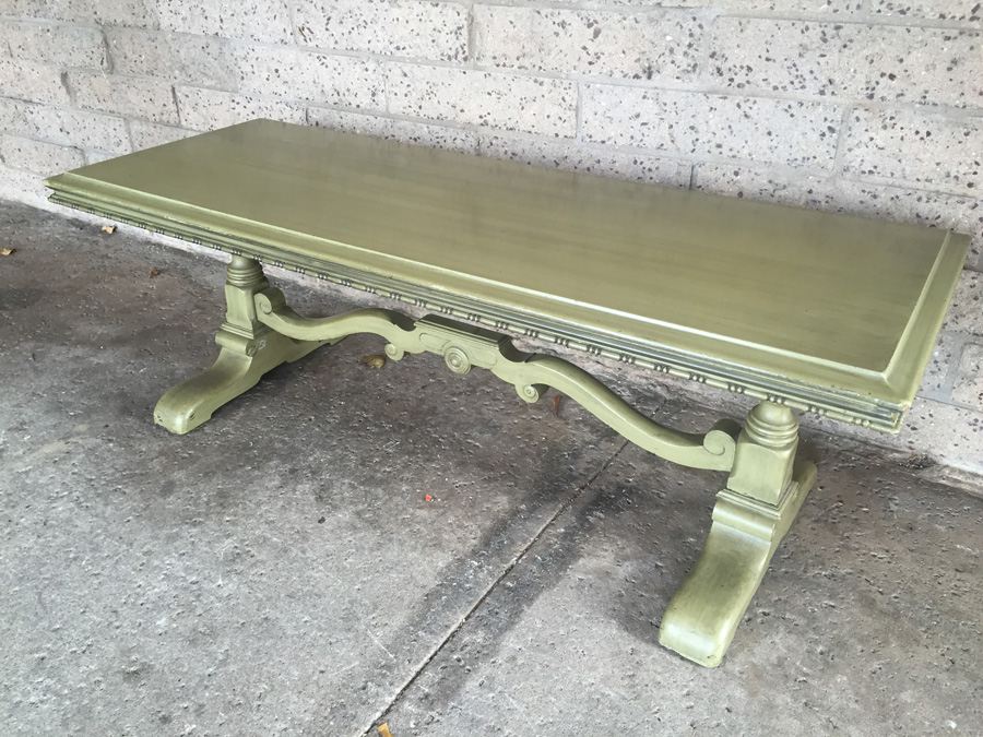 Vintage Green Wooden Bench [Photo 2]