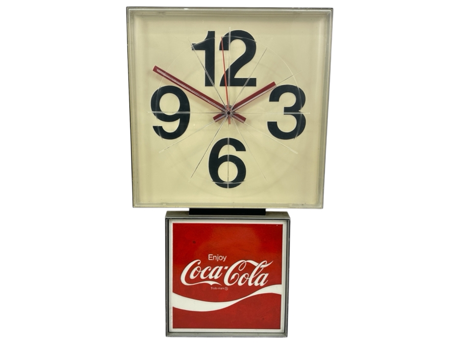 Vintage 1974 Coca-Cola Coke Advertising Wall Clock 12W X 21H