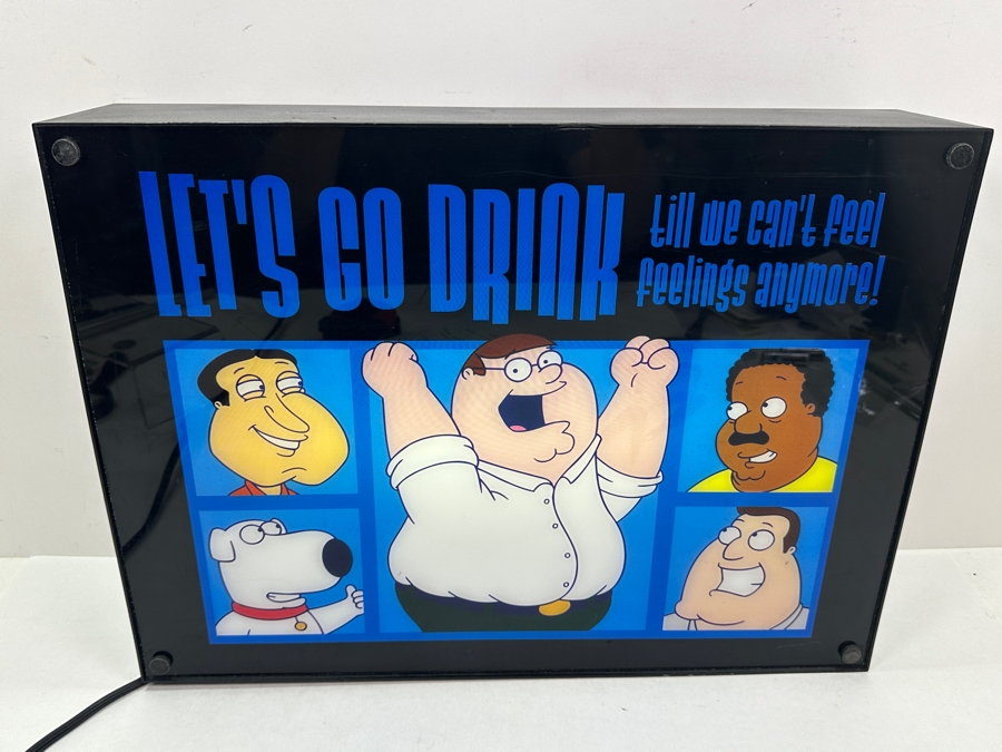 Family Guy 'Let's Go Drink Till We Can't Feel Feelings Anymore!' Lighted Sign 18.5W X 13H X 4D [Photo 3]