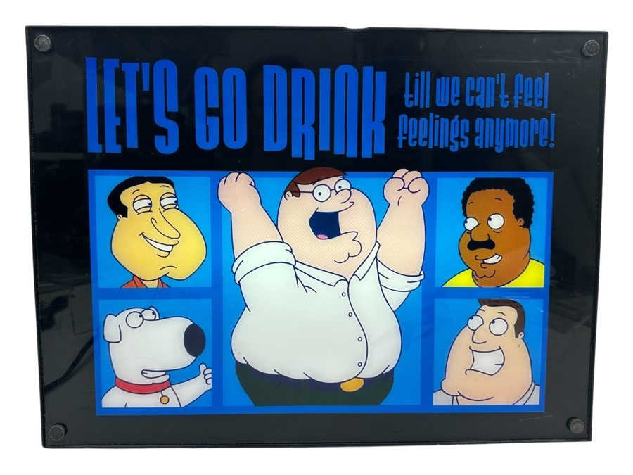 Family Guy 'Let's Go Drink Till We Can't Feel Feelings Anymore!' Lighted Sign 18.5W X 13H X 4D