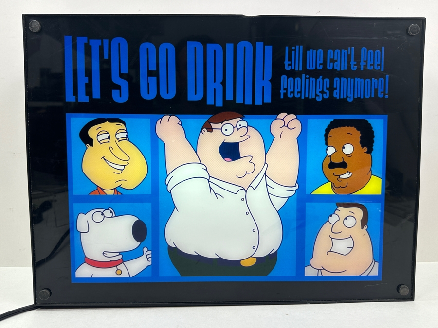 Family Guy 'Let's Go Drink Till We Can't Feel Feelings Anymore!' Lighted Sign 18.5W X 13H X 4D [Photo 2]