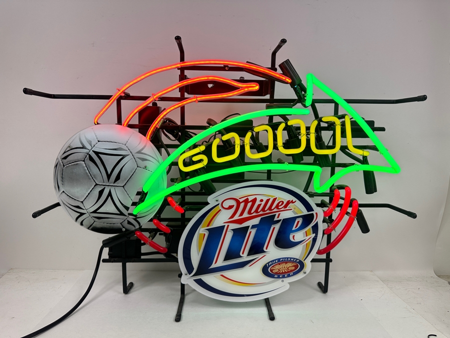Miller Lite Beer Soccer Gooool Neon Sign 31W X 22.5H X 6D [Photo 4]