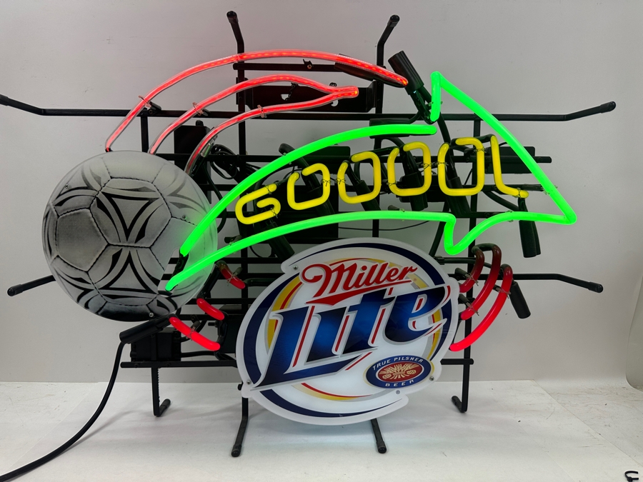 Miller Lite Beer Soccer Gooool Neon Sign 31W X 22.5H X 6D [Photo 3]